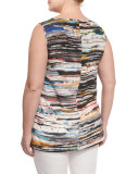 Biacca Striped Tank W/ Attachable Sleeves, Plus Size