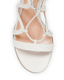 Metallic Loop-Caged Gladiator Sandal, Off White