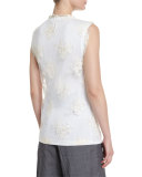 Jewel-Neck Lace-Overlay Tank Top, Butter