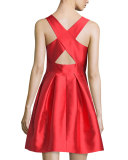 Sleeveless V-Neck Party Dress, Vermillion