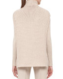 Mock-Neck Zip-Front Cashmere Tabard Vest, Steppe