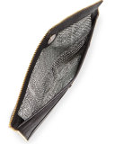 Leo Saffiano Zip-Trim Clutch Bag, Black