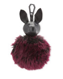 Bambi Faux-Fur Dog Charm for Handbag, Black/Red Plum
