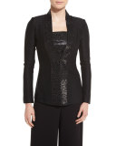 Shimmery Twill Knit Jacket, Caviar