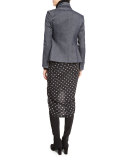Ari Ruched Silk Polka-Dot Skirt, Black