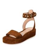 Suede Platform Sandal, Brown