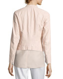 Brianna Embossed Lambskin Moto Jacket, Bright Pink