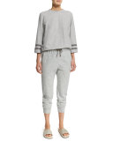 Monili-Trim Spa Pants, Light Gray