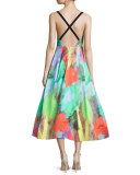 Crisscross-Back Midi Cocktail Dress