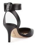 Okala Leather Ankle-Wrap Pump, Black