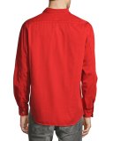 Over-Dyed Organic Cotton Sport Shirt, Red