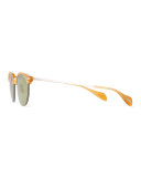 Executive II Half-Rim Sunglasses, Amber Tortoise