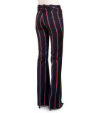 Serge Zip-Front Striped Pants, Navy/Tango