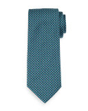 Basketweave-Print Neat Silk Tie, Teal