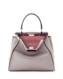 Peekaboo Medium Bicolor Tote Bag, Light Gray/Soft Pink