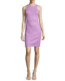 Sleeveless Jewel-Neck Ponte Dress, Dark Tulip