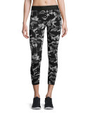 Knockout Cropped Athletic Leggings, Black Camo