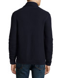Avery Shawl-Collar Textured Cardigan, Navy