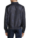 Reversible Floral-Print Bomber Jacket, Navy