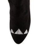 Crystal-Embellished Satin Ankle Boot, Black/Sunshine