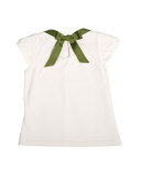Cap-Sleeve Floral Jersey Tee, White, Size 4-10