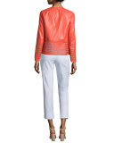 Aisha Leather Jacket with Illusion Trim