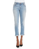 Stretch Boyfriend Jeans, Faded Blue, Plus Size