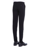 Ankle-Zip Flat-Front Biker Pants, Black