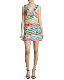 Bridgette Sleeveless V-Neck Mini Dress, Multi Colors
