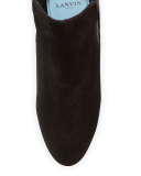 Suede Wedge Chelsea Boot, Black