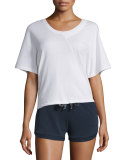 Maddie Short-Sleeve Round-Neck Tee, White