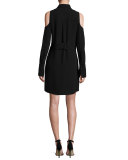Monica Cold-Shoulder Shirtdress, Black