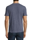 Linen Short-Sleeve Henley Shirt, Gray
