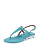 Violette II Leather T-Strap Sandal, Lagoon