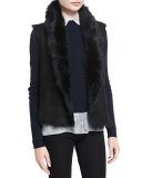 Lucy Shearling Fur Button-Front Vest 