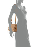 Intrecciato Medium Flap-Tab Bag, Camel