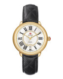 16mm Quilted Leather Watch Strap, Black