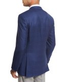 Plaid Two-Button Sport Coat, Navy