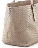 Large Woven A-Shape Tote Bag, Light Gray