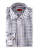 Check Dress Shirt, Navy/Camel/Gray