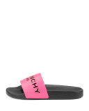 Logo Leather Slide Sandal, Pink/Black