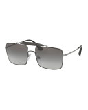 Metal & Enamel Square Sunglasses, Black