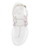Crystal T-Strap 40mm Sandal, White