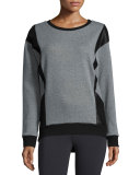 Blade Embossed-Panel Sport Sweatshirt, Gray Heather/Black
