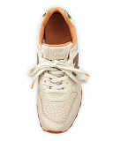 696 Leather & Jacquard Sneaker, Beige