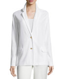 Two-Button Pique Blazer, White