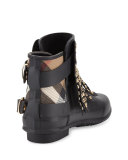 Fritton Check Studded Fringe Rain Boot, Black