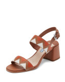 Greca Leather Slingback 55mm Sandal