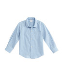 Boys' Poplin Button-Down Shirt, Blue, 2T-14