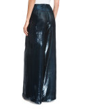 High-Waist Shimmery Palazzo Pants, Slate